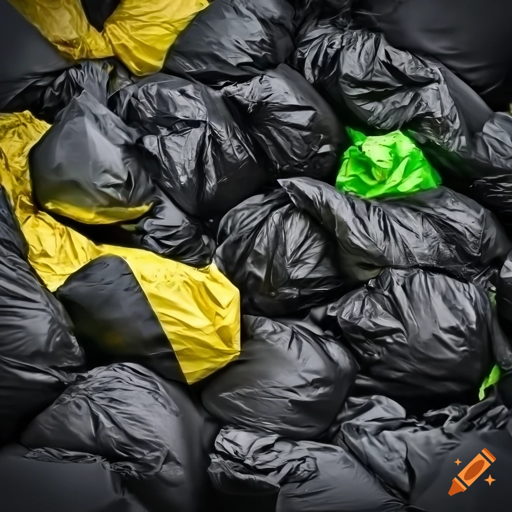yellow garbage bag with concept the color of yellow garbage bags