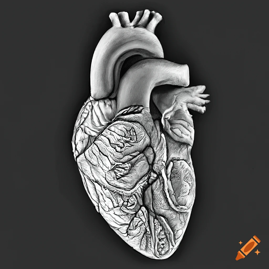 Realistic heart drawing stock vector. Illustration of anatomic - 125174502