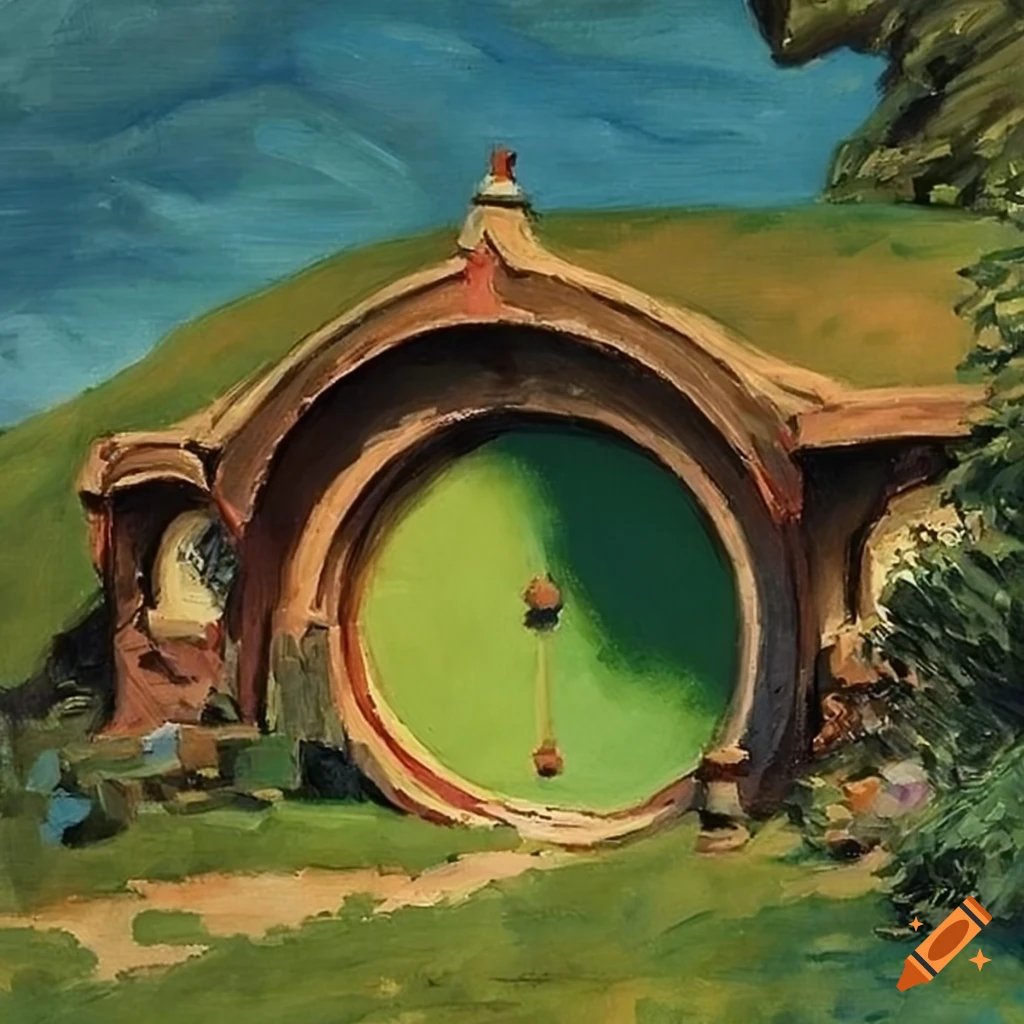 Exterior of bag end, hobbiton. painting by edward hopper