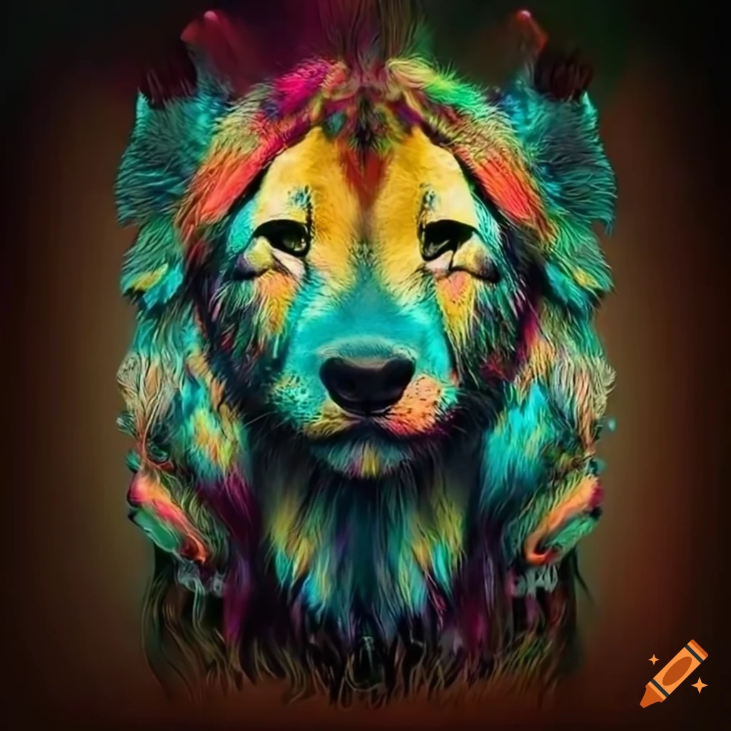 Vibrant animalthemed graphic design with intricate details