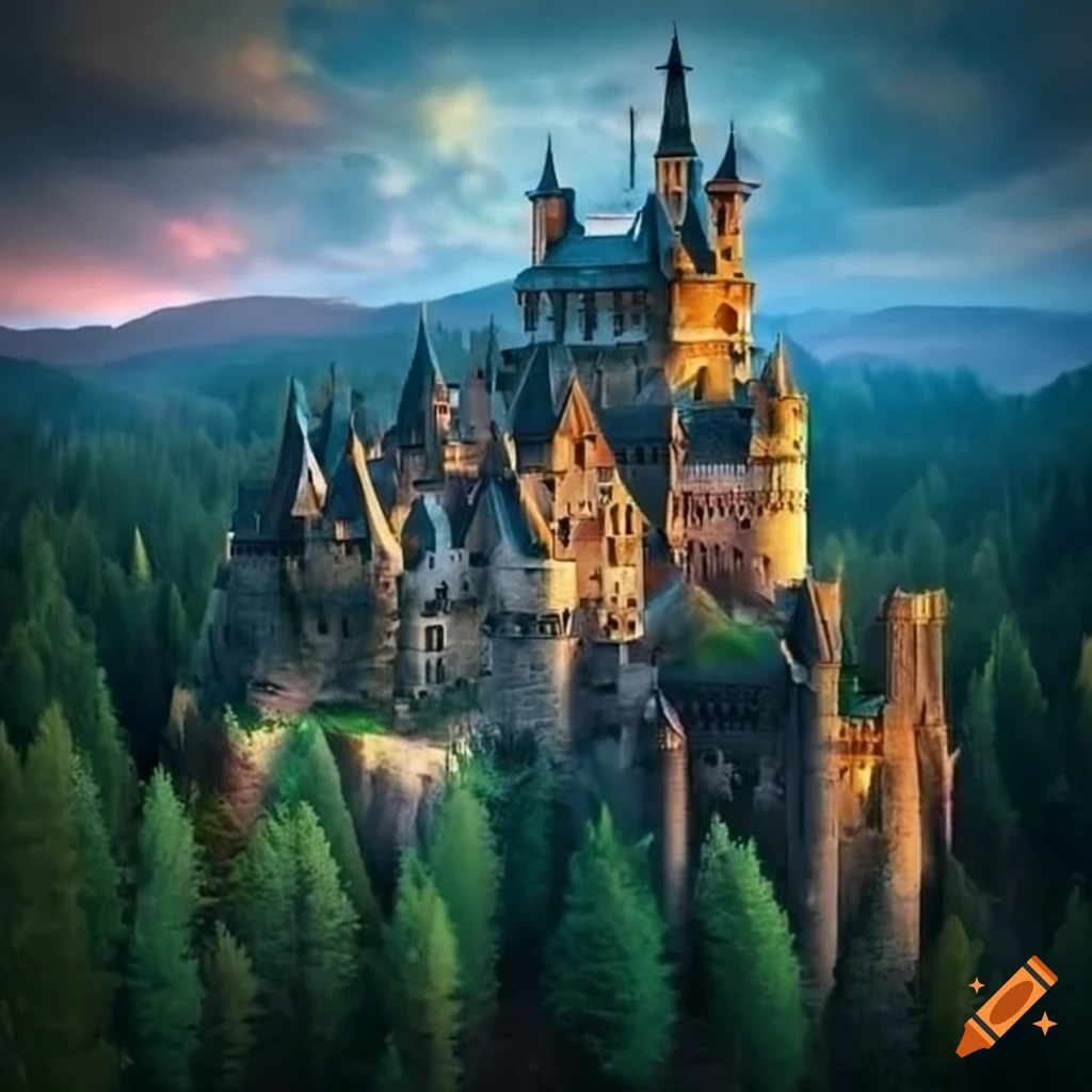 A Majestic Castle Emerging From A Magical Forest