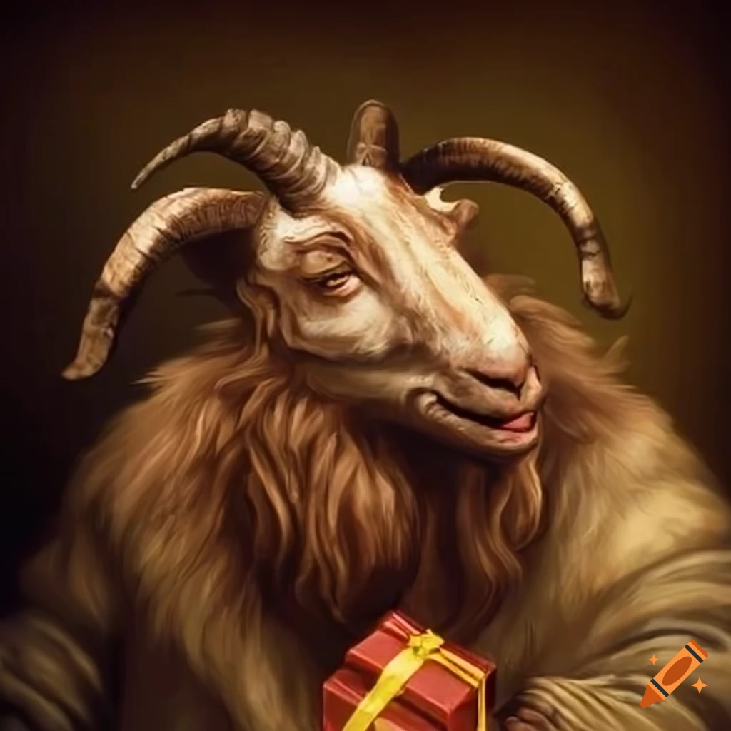 Renaissance goat man with a present on Craiyon