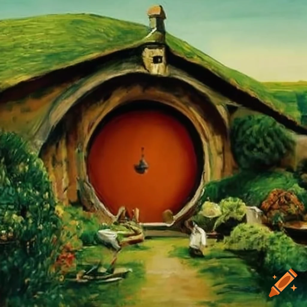 Exterior of bag end, hobbiton. painting by edward hopper