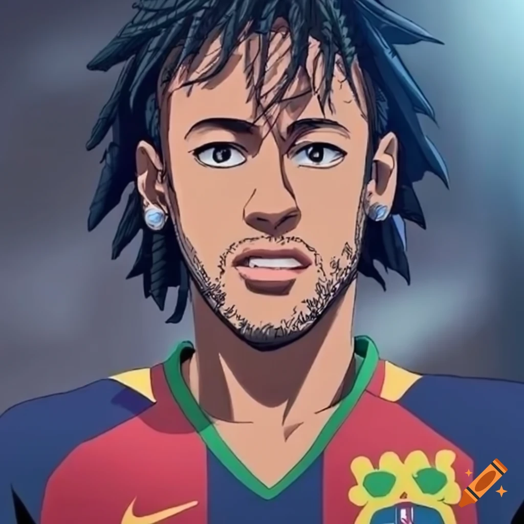 Neymar jumping with a basketball michel basquiat style