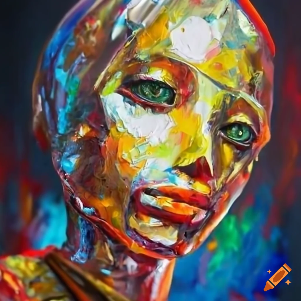 Crash test dummies female made from tin foil. colorful reflections