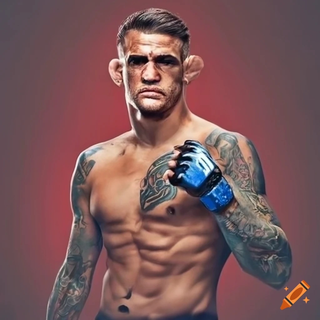 Dustin Poirier, professional mixed martial artist,red background on Craiyon, image size:1024x1024
