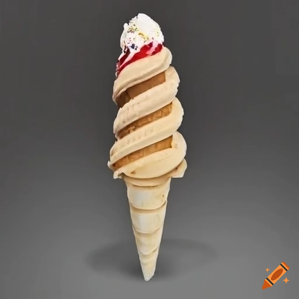 Biggest and highest cone of italian ice cream vanilla with 12 inches
