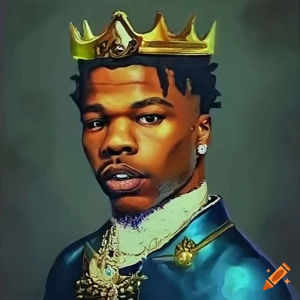 old oil picture of lil baby wearing a crown, Renaissance style