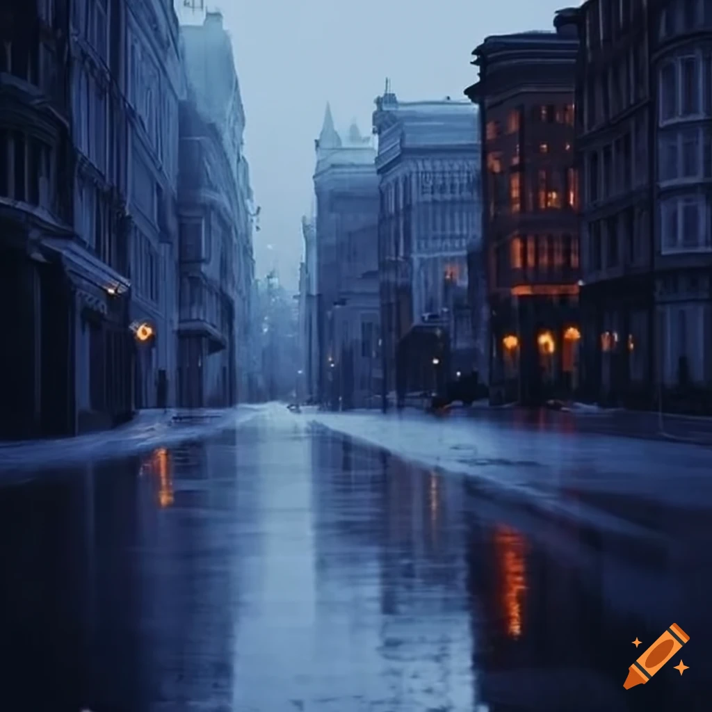 Evening gray city st. petersburg landscape rain