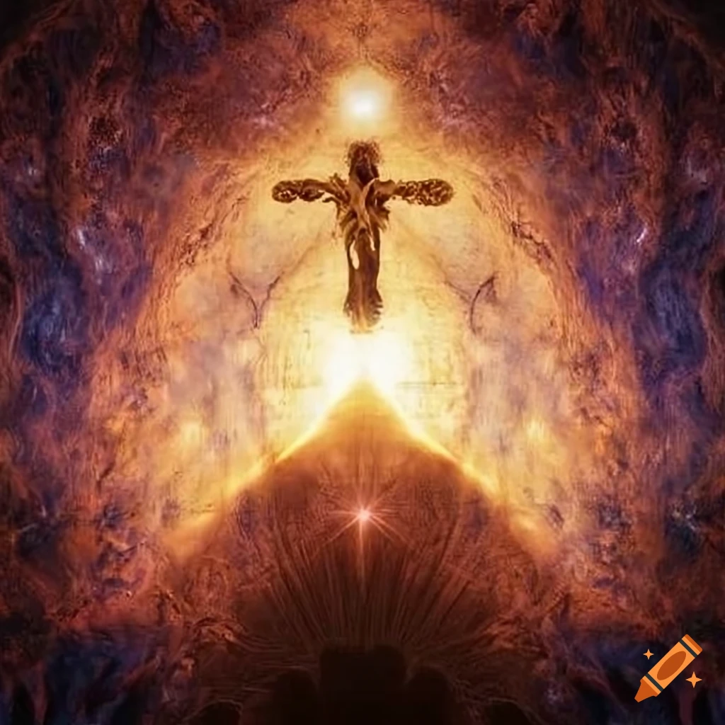 A tree ascending into the whole universe and a human ascending in a