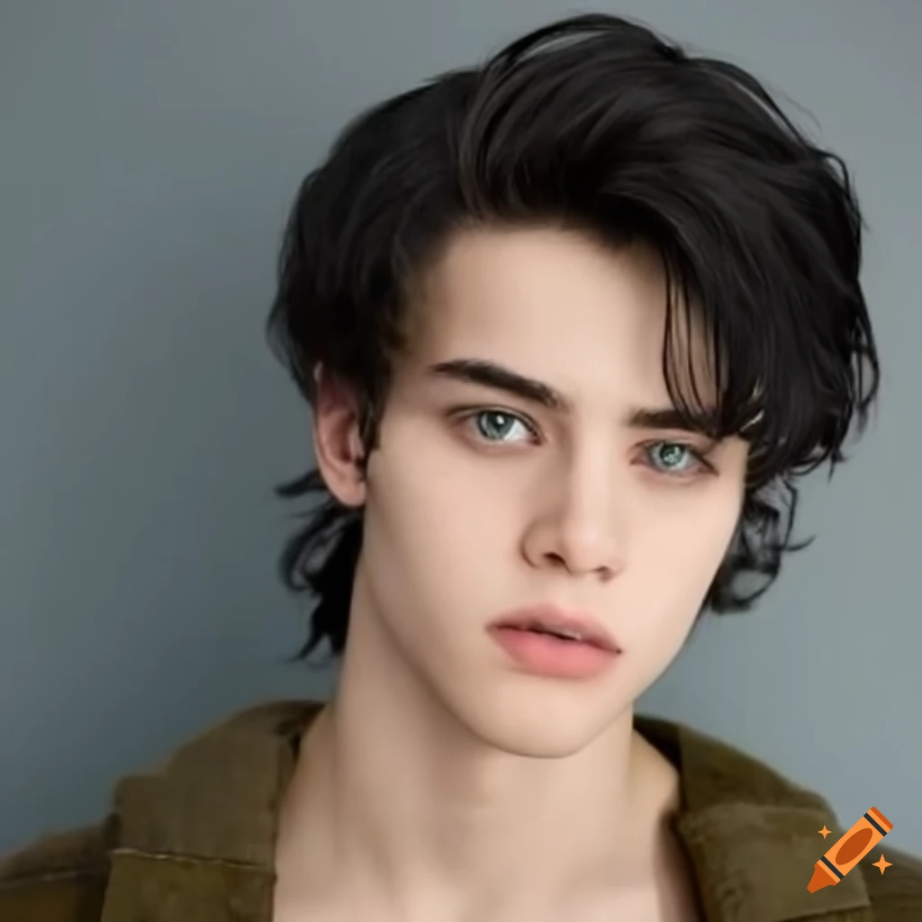young-man-with-shoulder-length-wavy-black-hair-and-green-eyes-on-craiyon