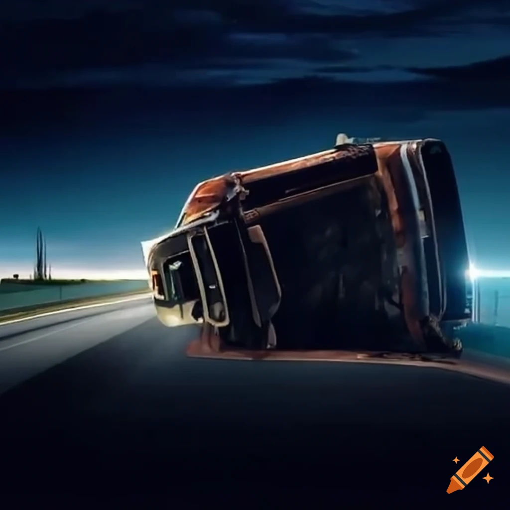 Truck overturned on the highway