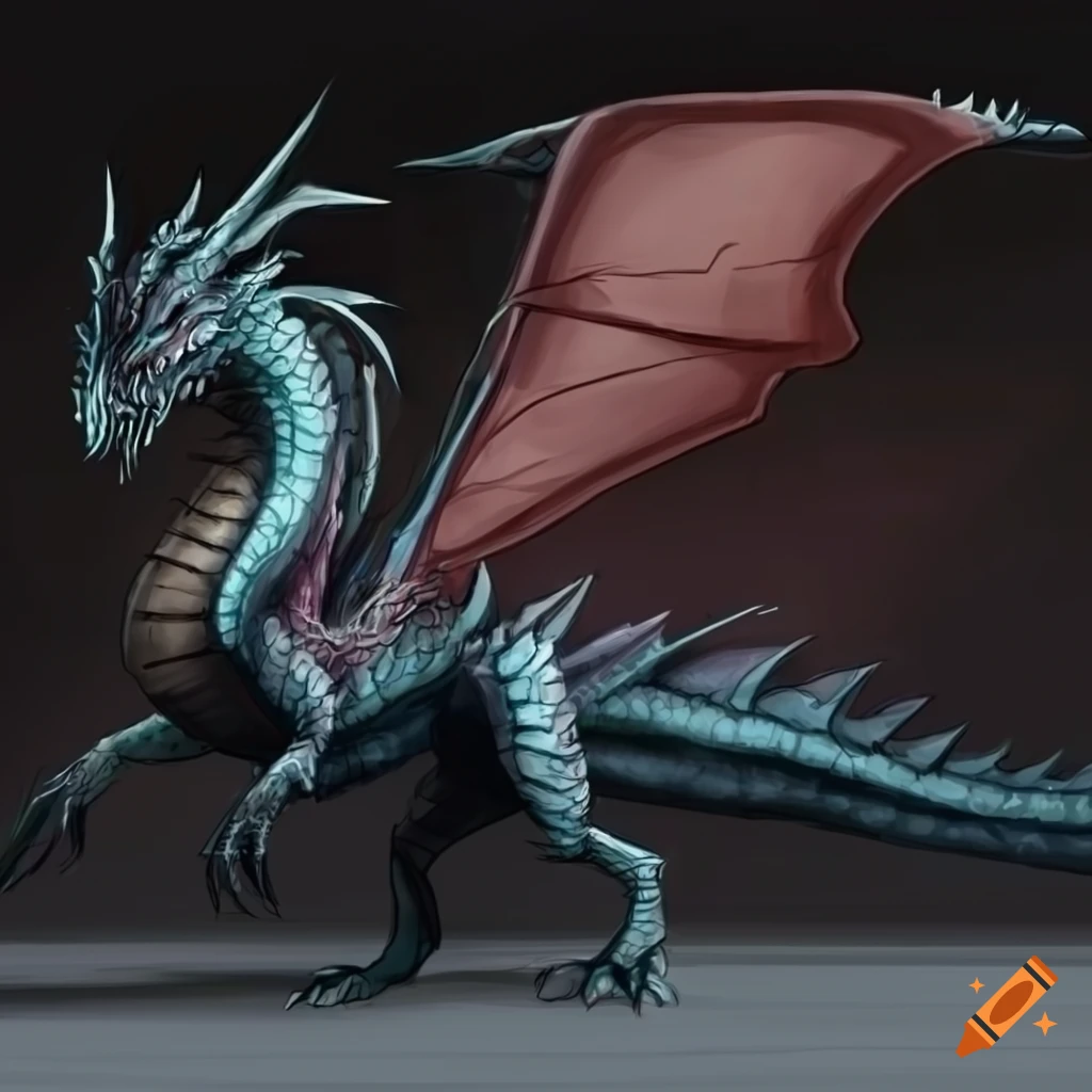 Full body dragon concept designs, side view