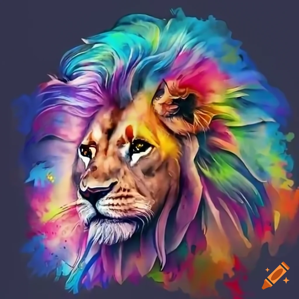 colorful lion tattoo