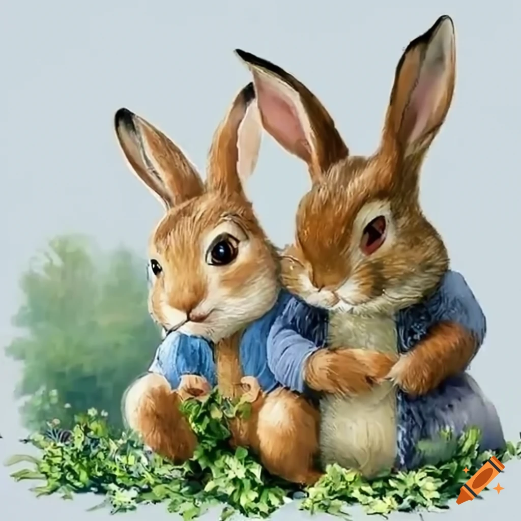 Peter rabbit family with mom and