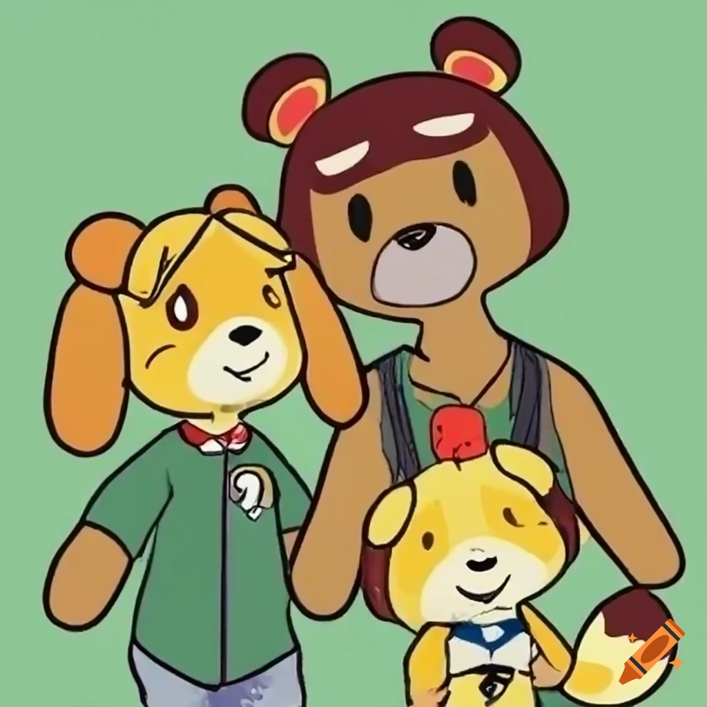 A friendly conversation between isabelle and tom nook at work