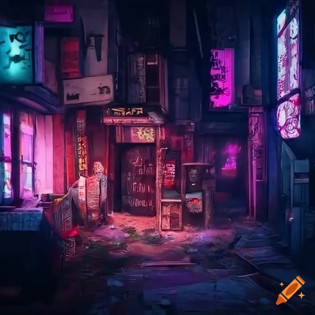 Cyberpunk ramen shop abandoned 1080p