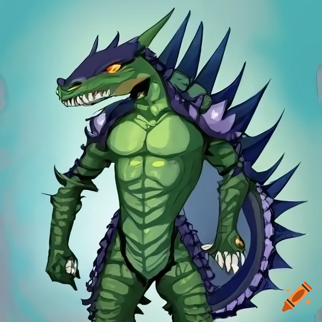 Lizard in armor, anime style on Craiyon