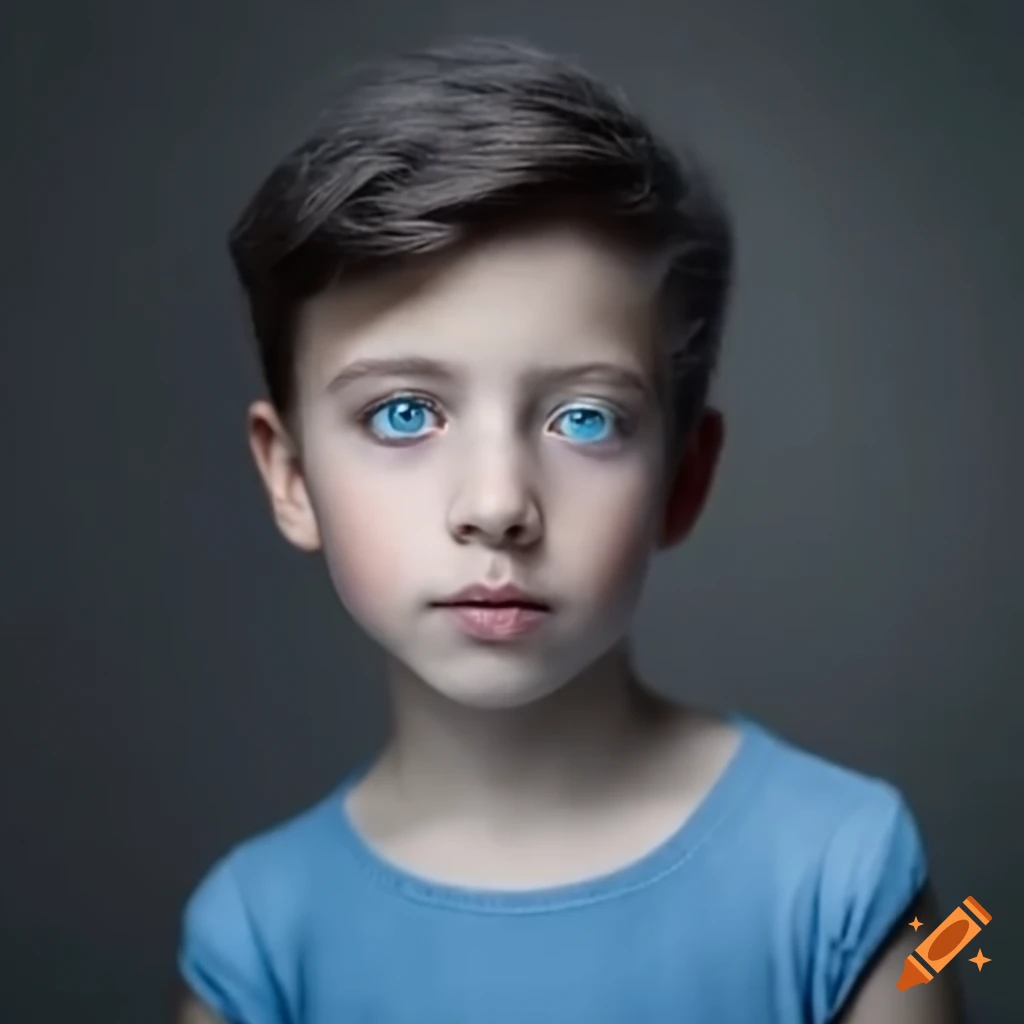 Niño de 11 años europeo de pelo negro y ojos azules on Craiyon
