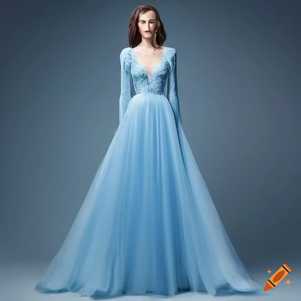 Light Blue Ball Gown with Sleeves Party Dress, Blue Sweet 16 Dress –  Cutedressy
