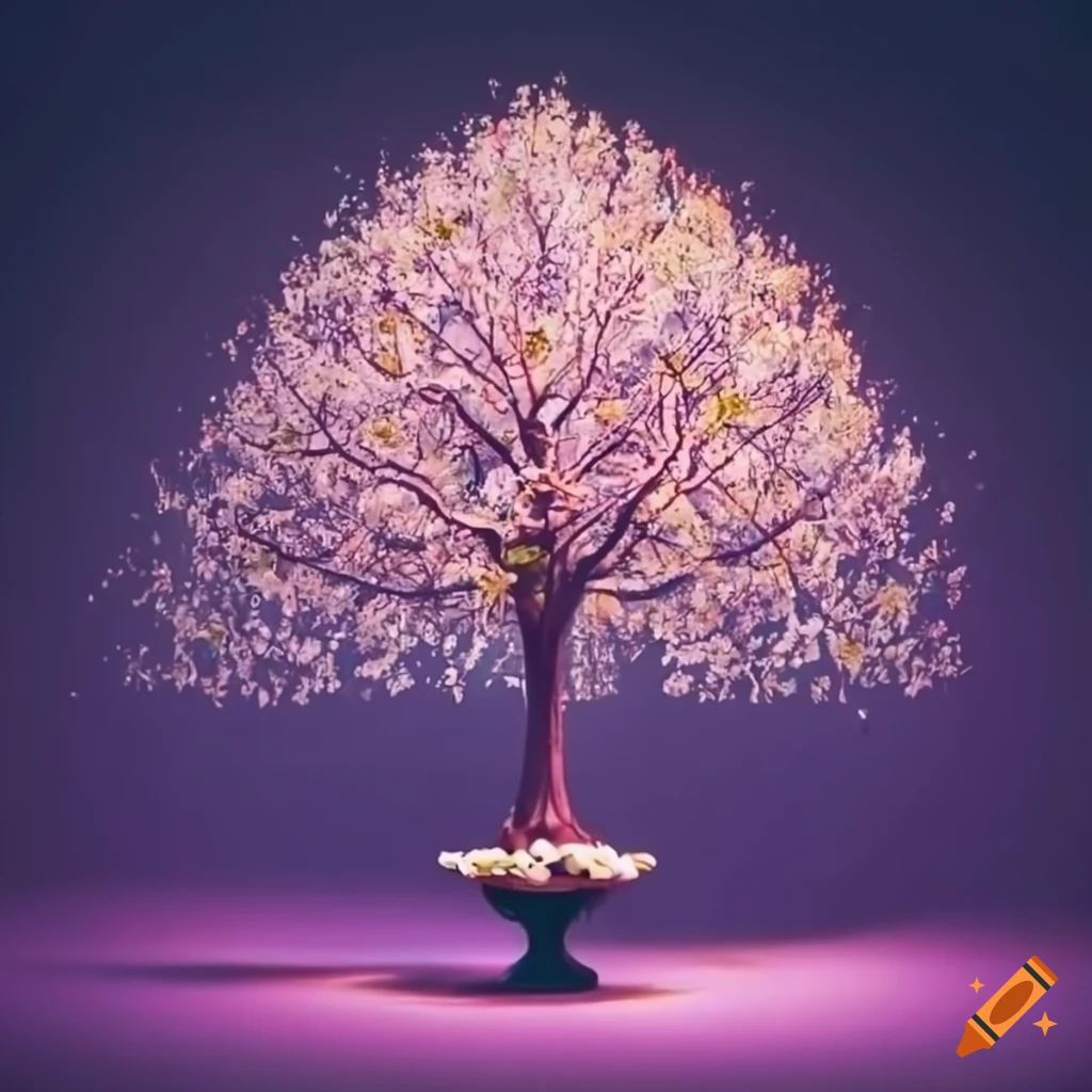 Trees Inkylicious Tree with cake growing from it in the city ethereal style on Craiyon