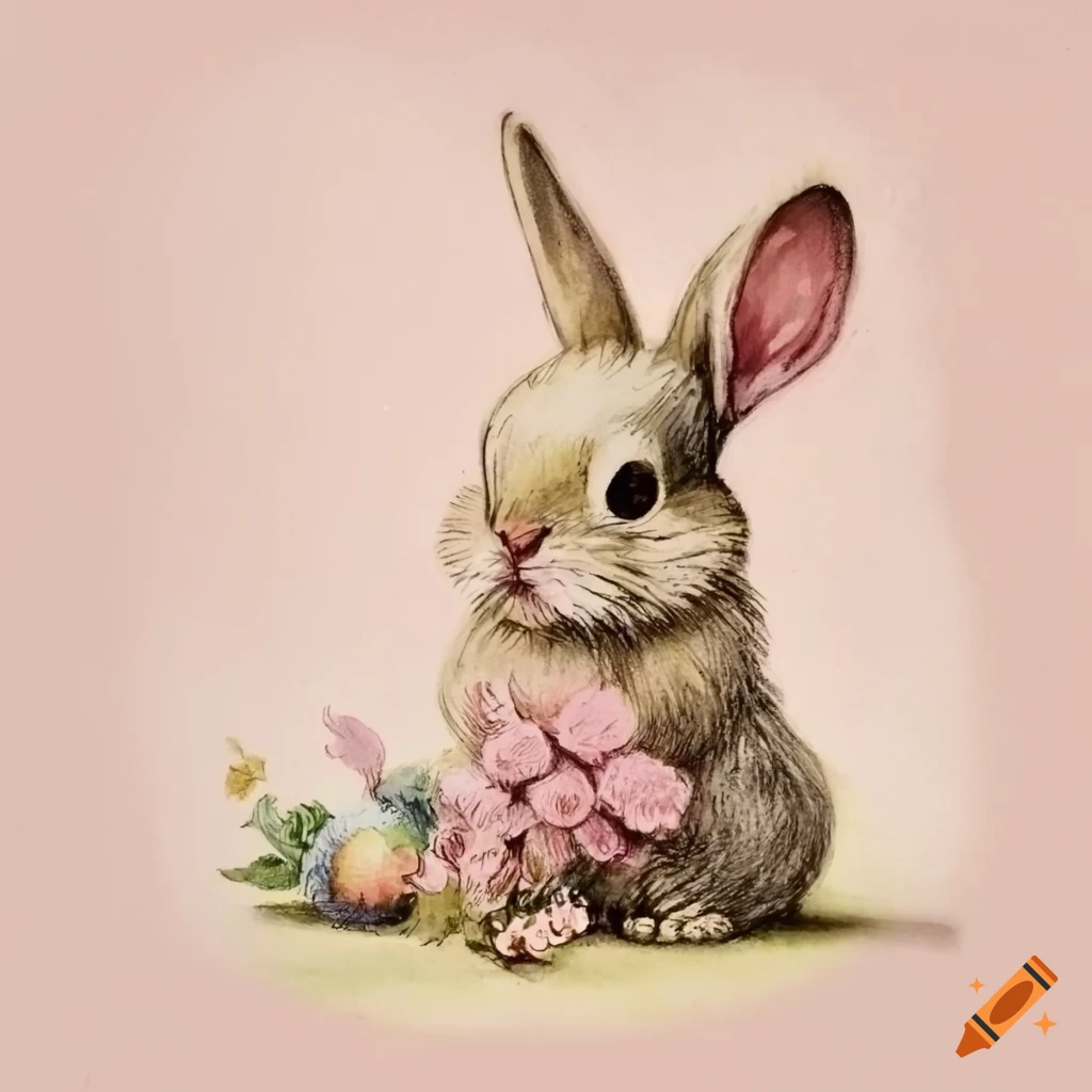 Cute Easter Bunny Vector Art PNG, Cute Bunny Illustration For Event Easter  Day With Doodle Art Style, Bunny Drawing, Rat Drawing, Easter Drawing PNG  Image For Free Download