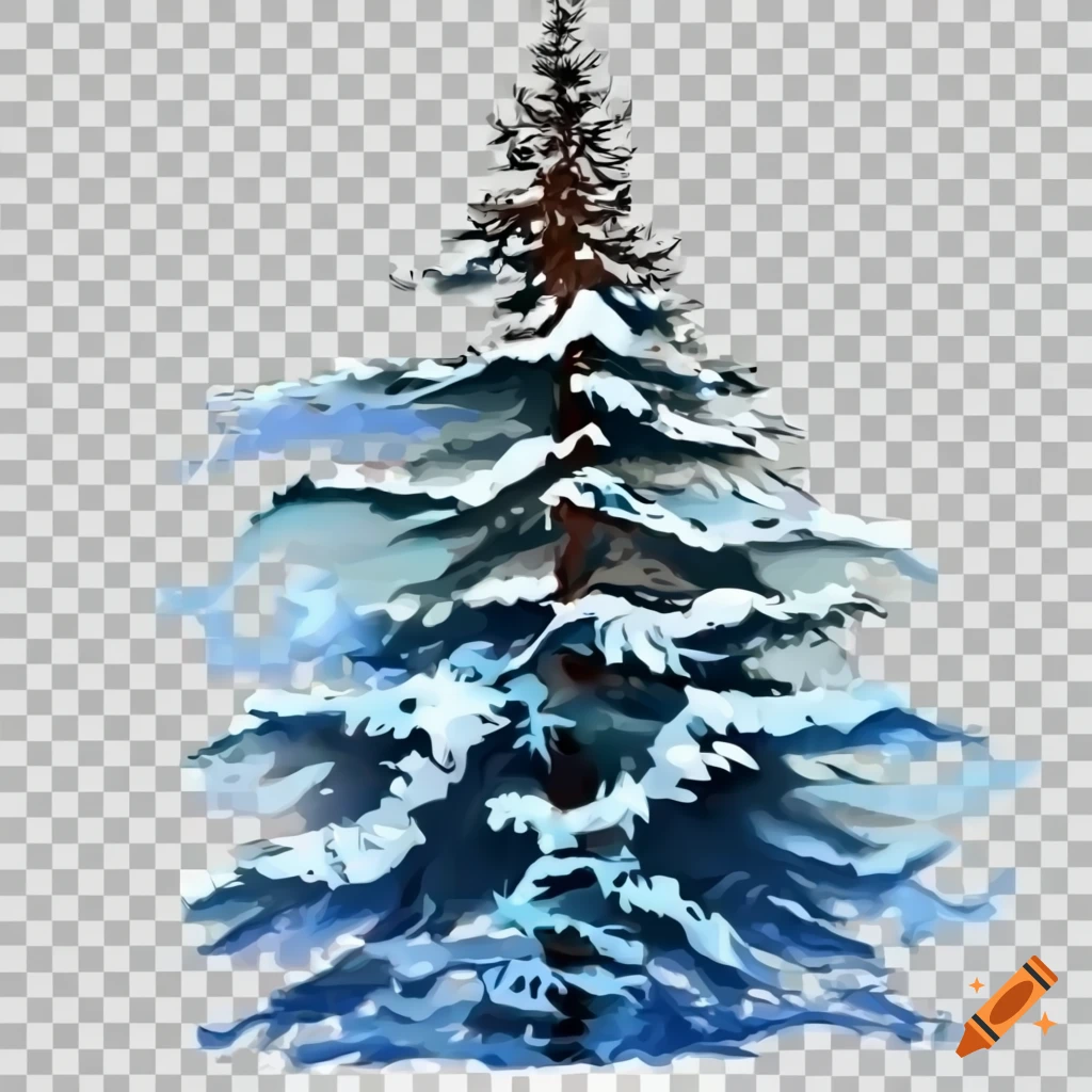 Clip Art Of One Pine Tree In Winter Transparent Background On Craiyon
