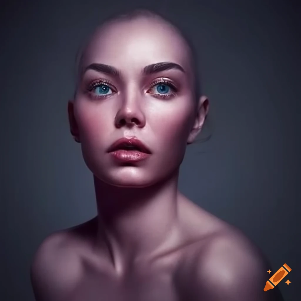 Healthy woman head and torso color hyper-realistic