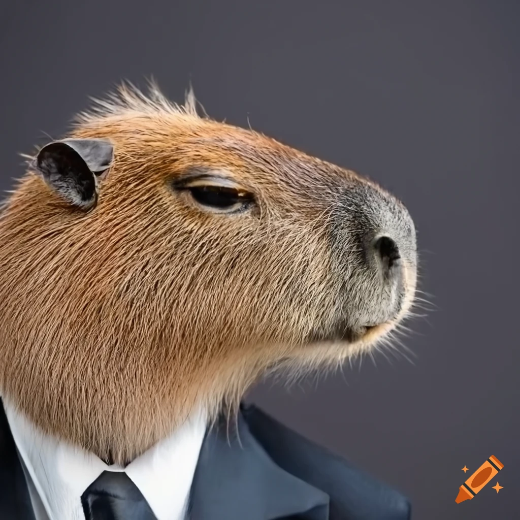 Capybara in profile in formal suit on Craiyon