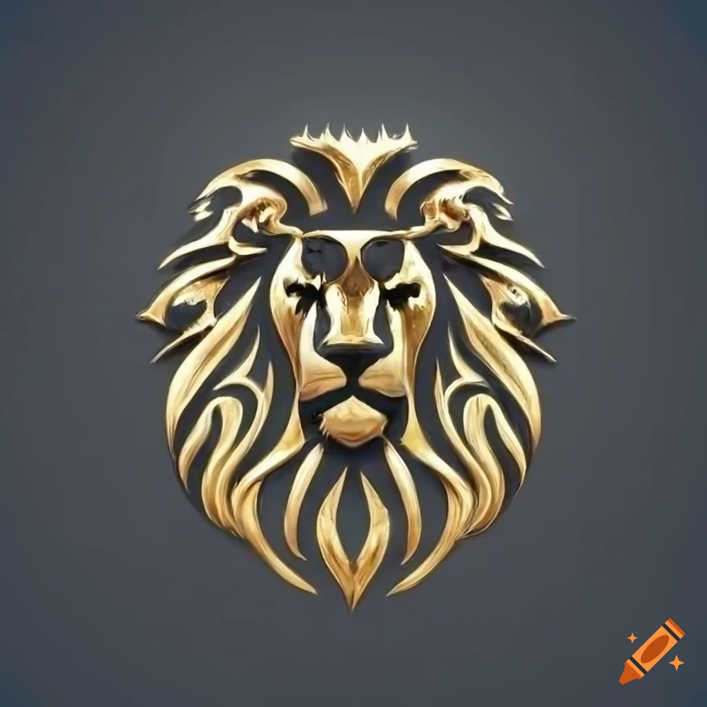 Black golden lion logo on Craiyon