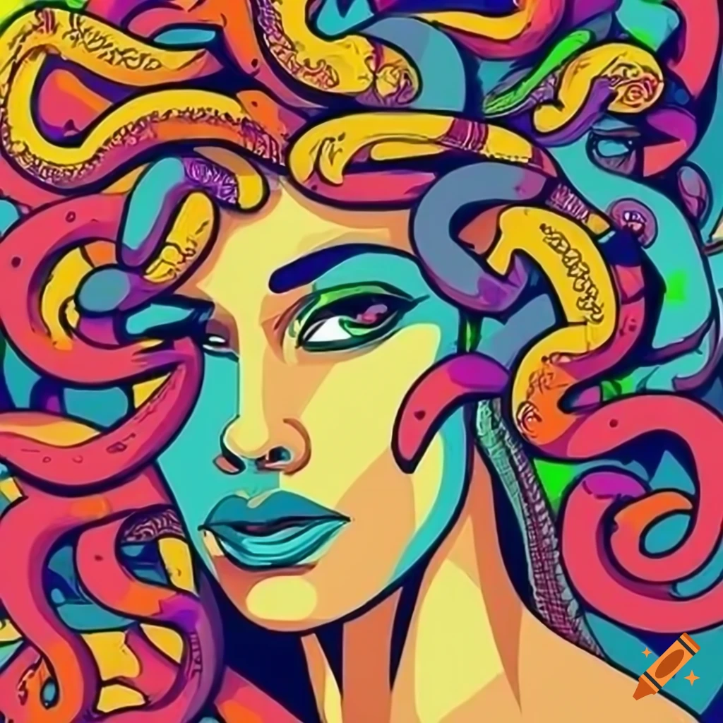 ●日本正規品● Vector images vibrant colors Medusa portrait picasso pop art 絵画