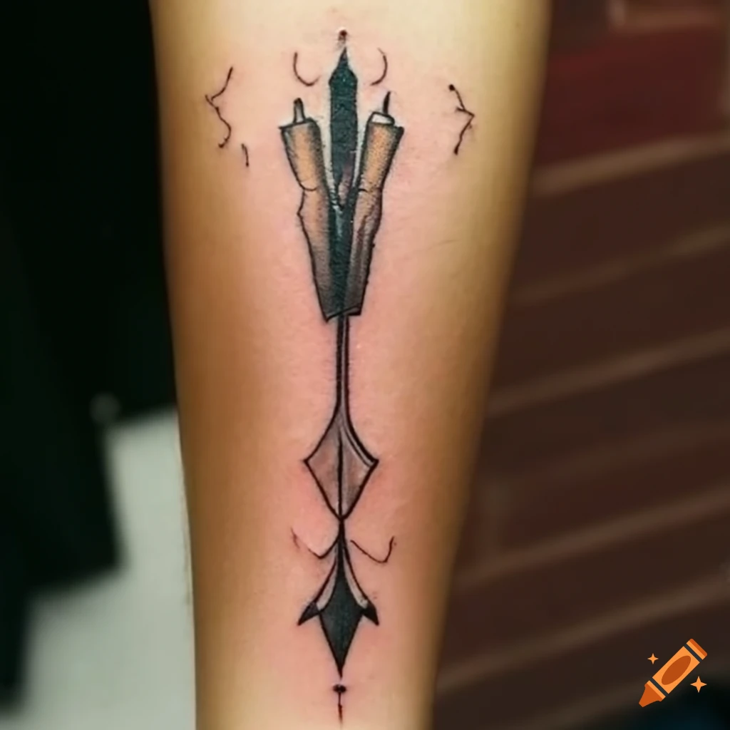 Bow and arrow tattoo on the back - Tattoogrid.net