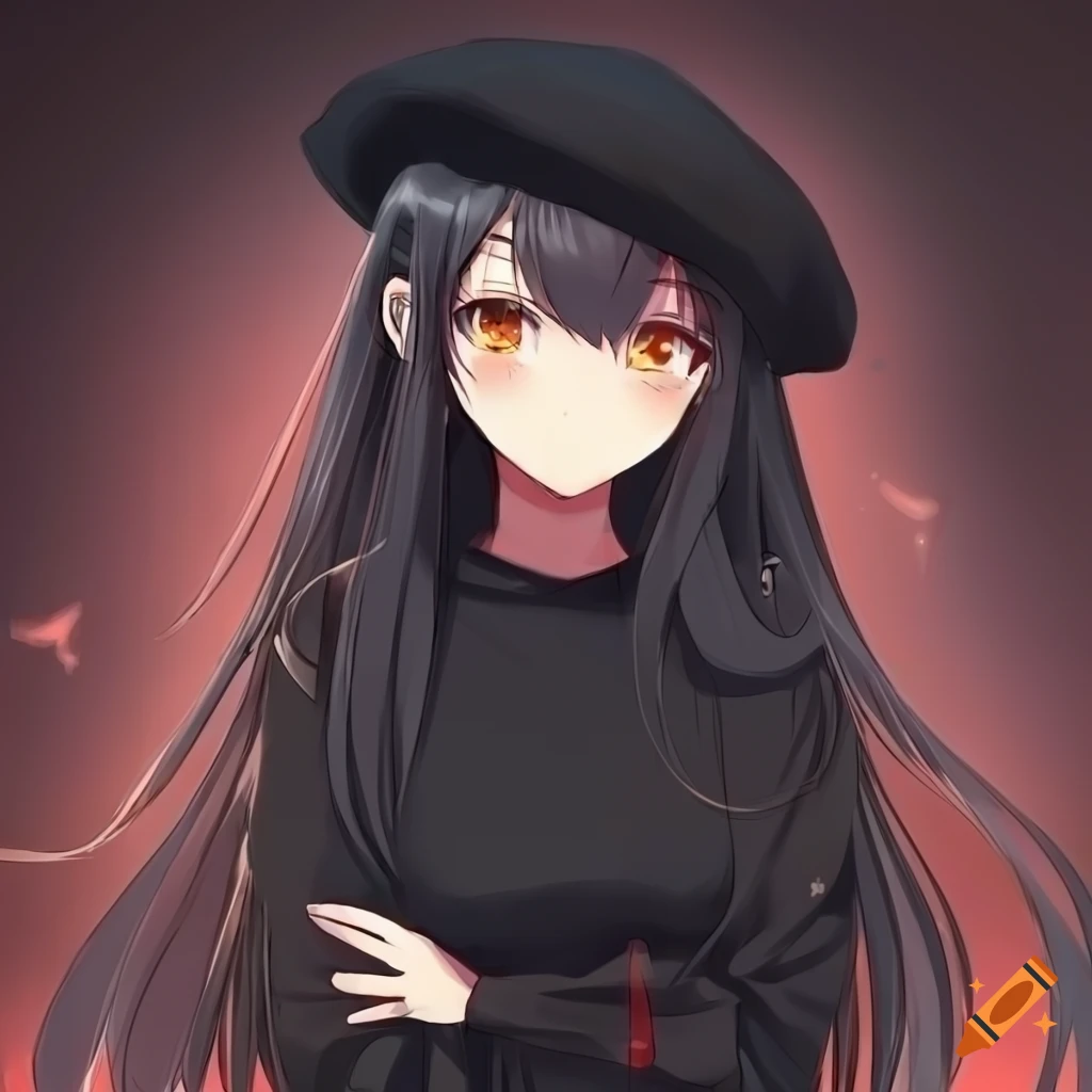 Long black hair anime girl