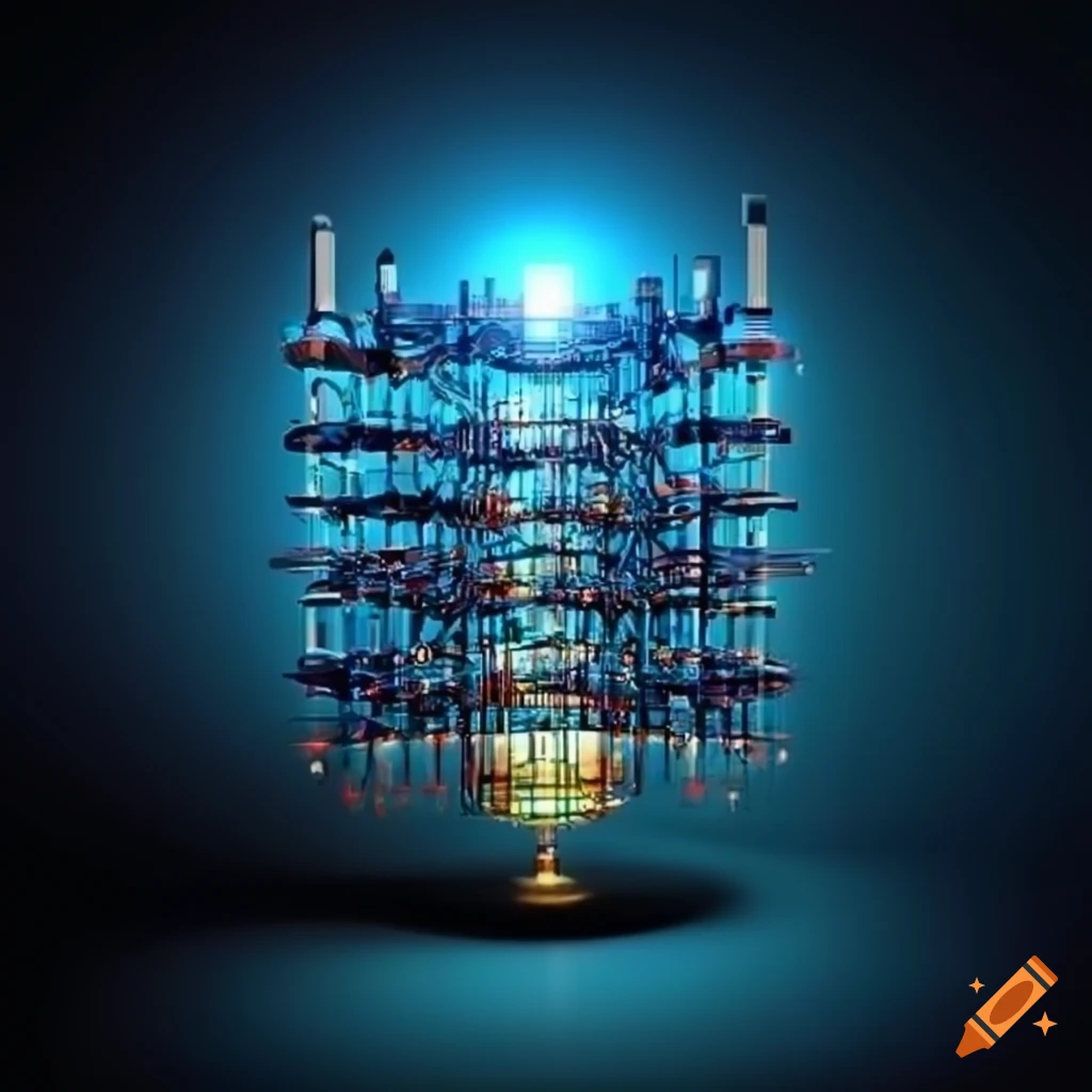 Illustration depicting quantum computing on Craiyon