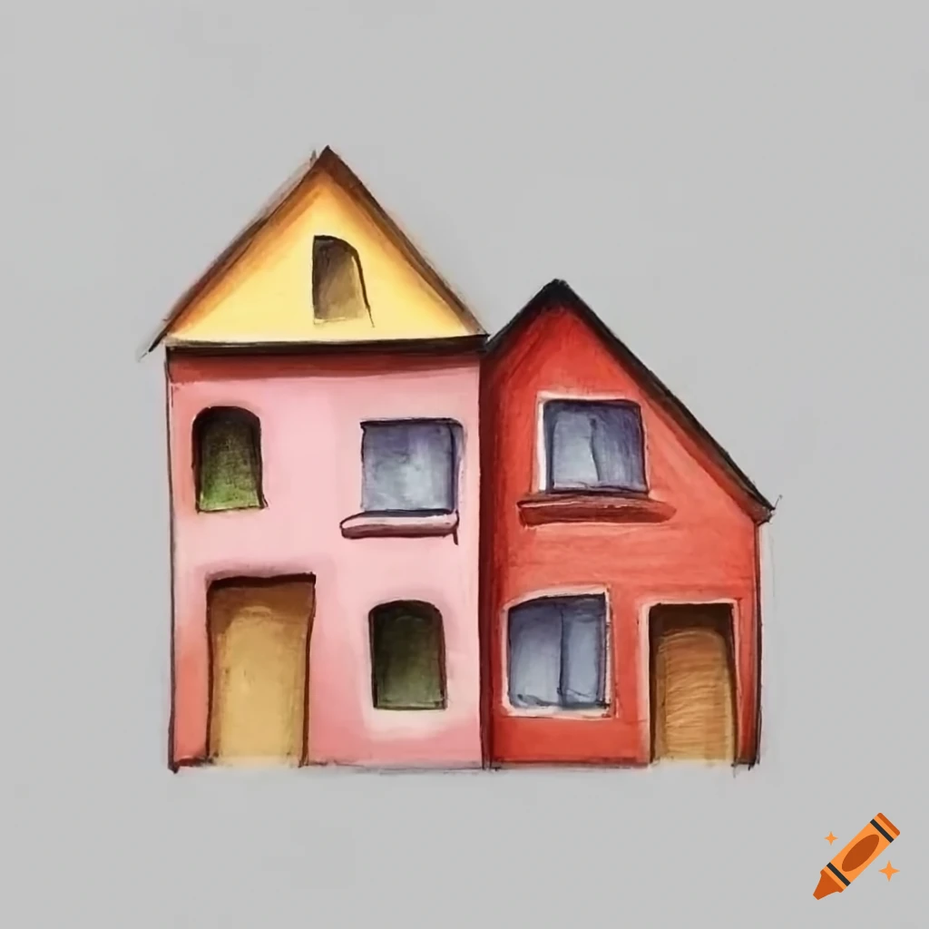 Two houses are connected to each other, colorful artistic picture