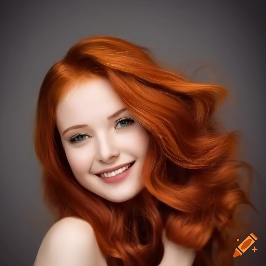 Young red haired woman, warm toned skin, photo, photograph, portrait