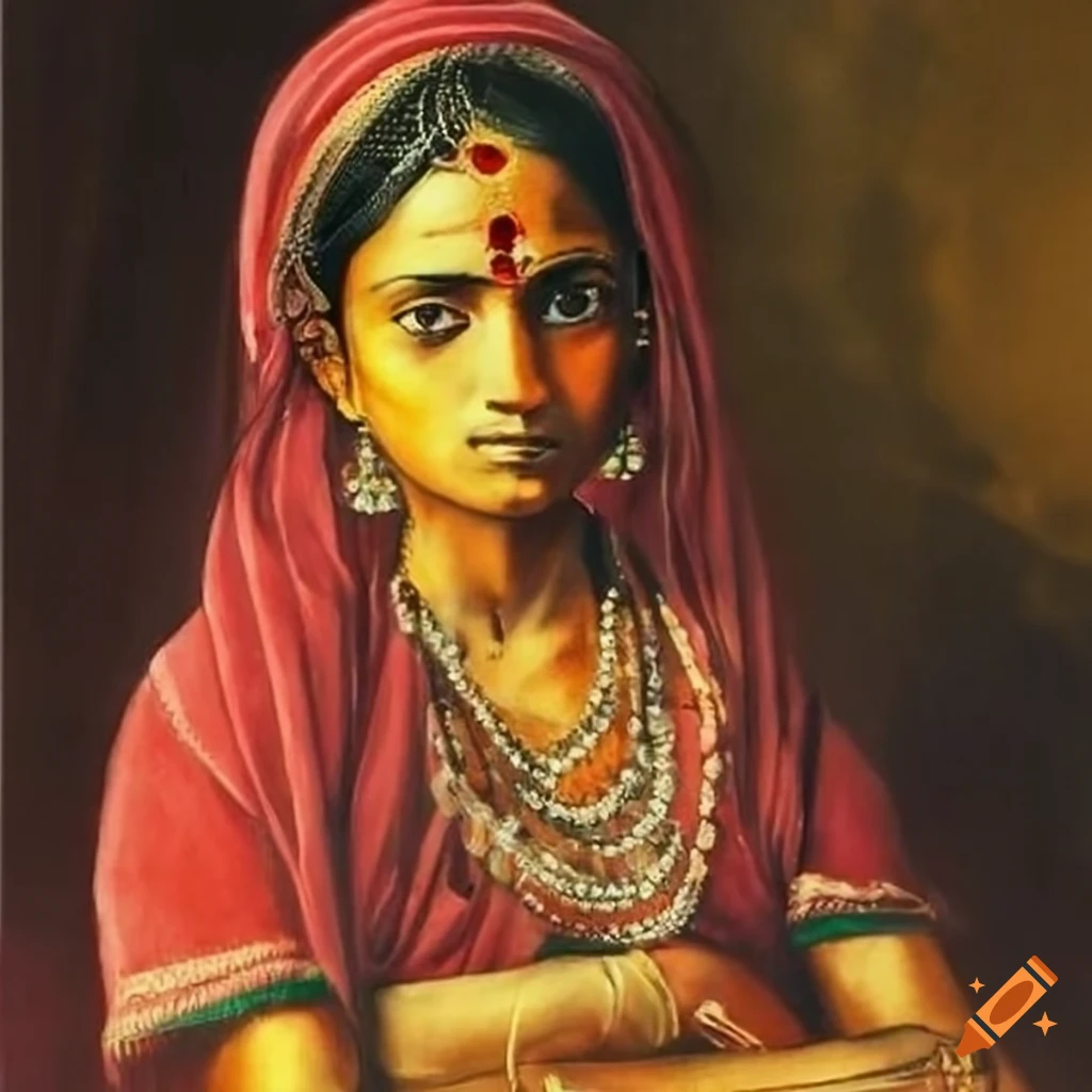 An indian village lady in late 1800