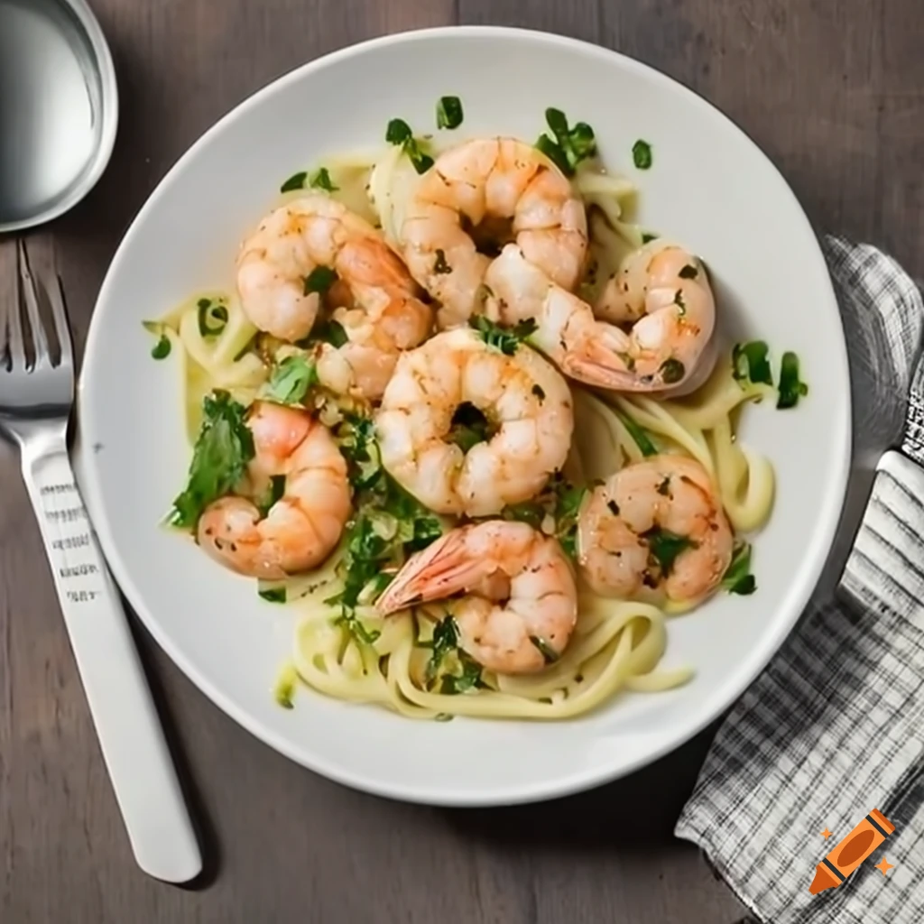 Shrimp white sauce pasta