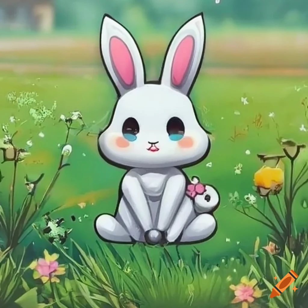 white rabbit anime eyes easter bunny vector Stock Vector | Adobe Stock