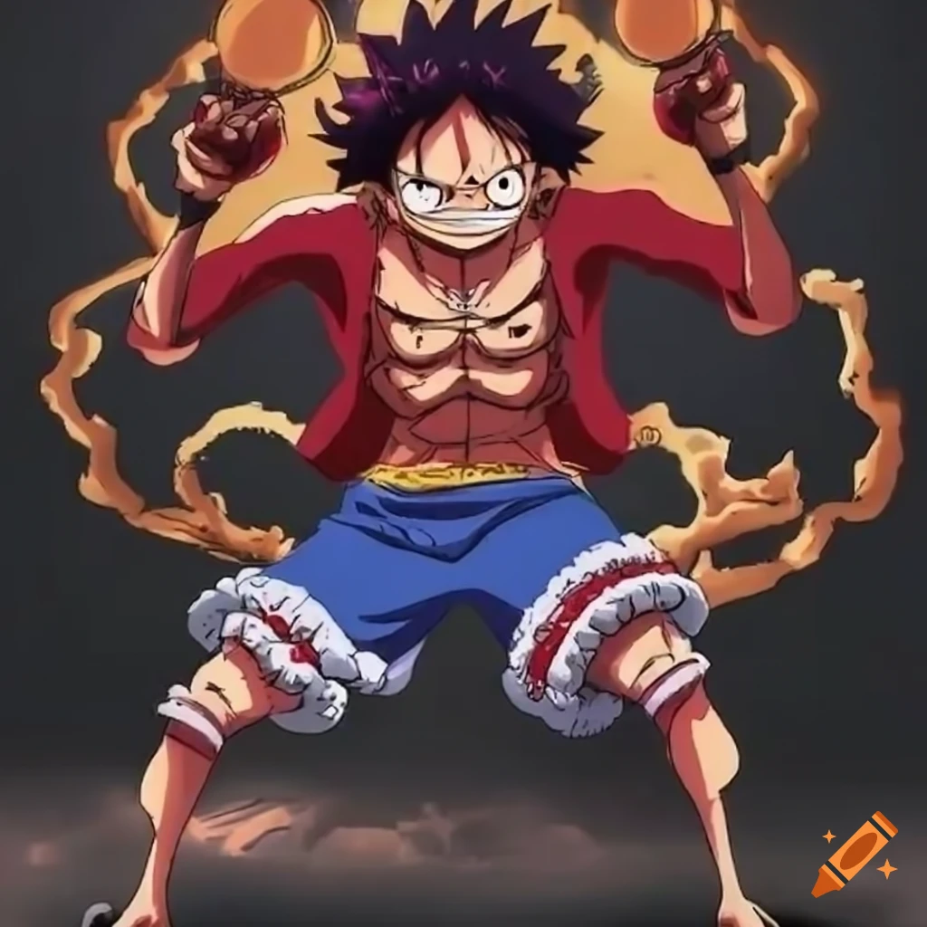 Luffy using gear fourth in one color background