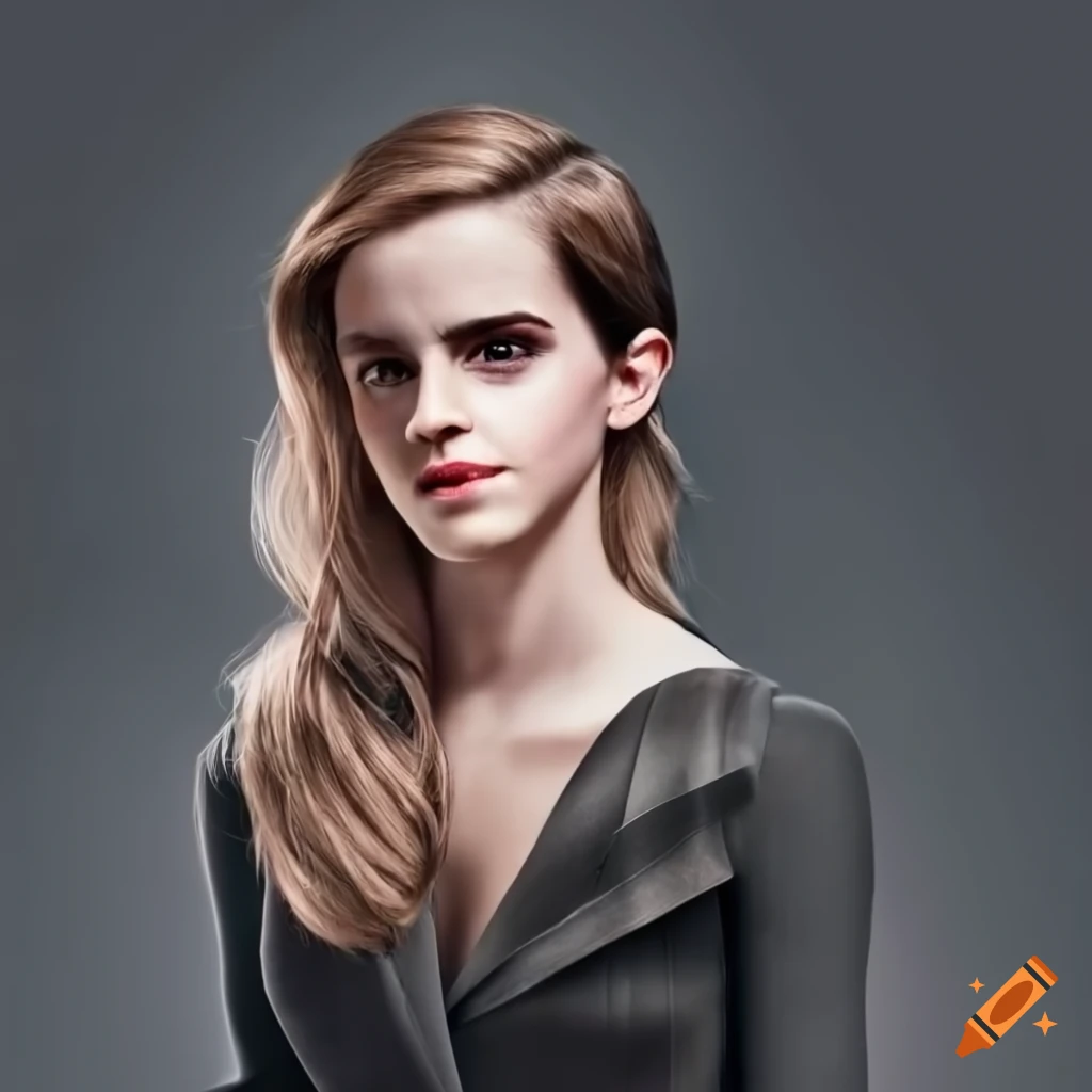 Classy elegant young woman like emma watson, blonde haired with brown eyes,  classy elegant black uniform dressed together with sean connery - james  bond on a dark background on Craiyon