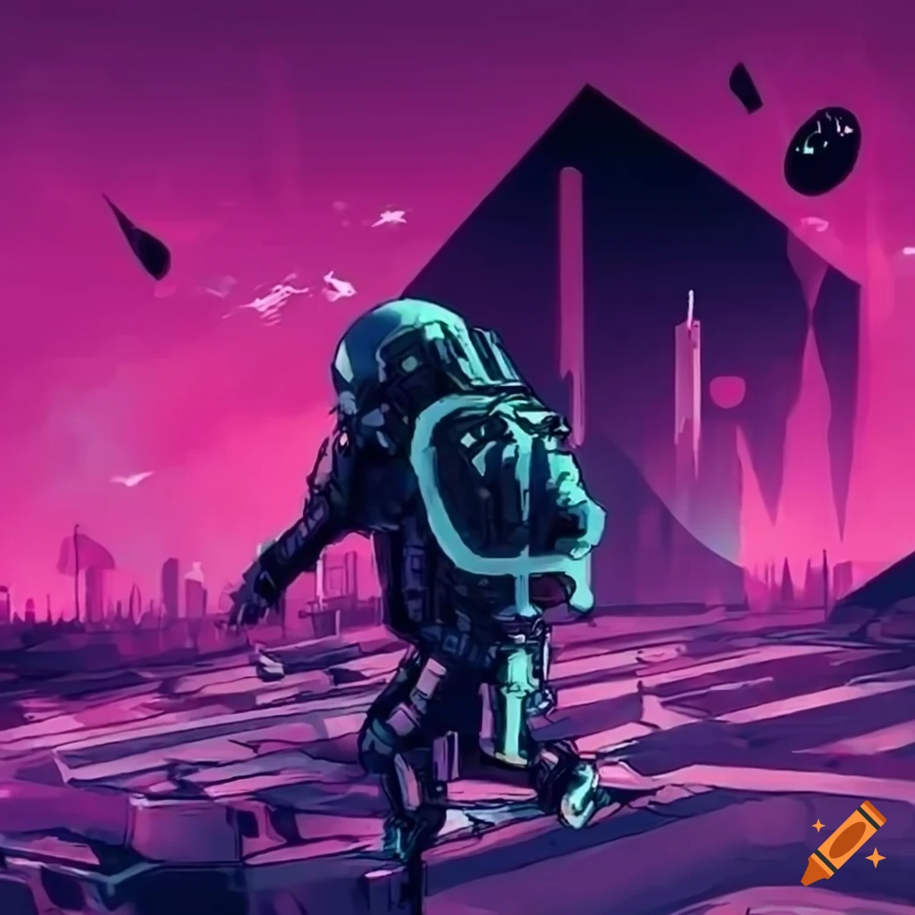 Jetpack space battle monochrome on Craiyon