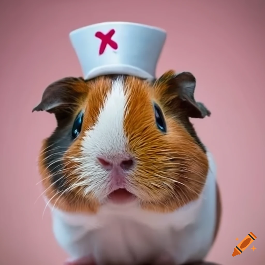 Guinea pig wearing a nurse outfit