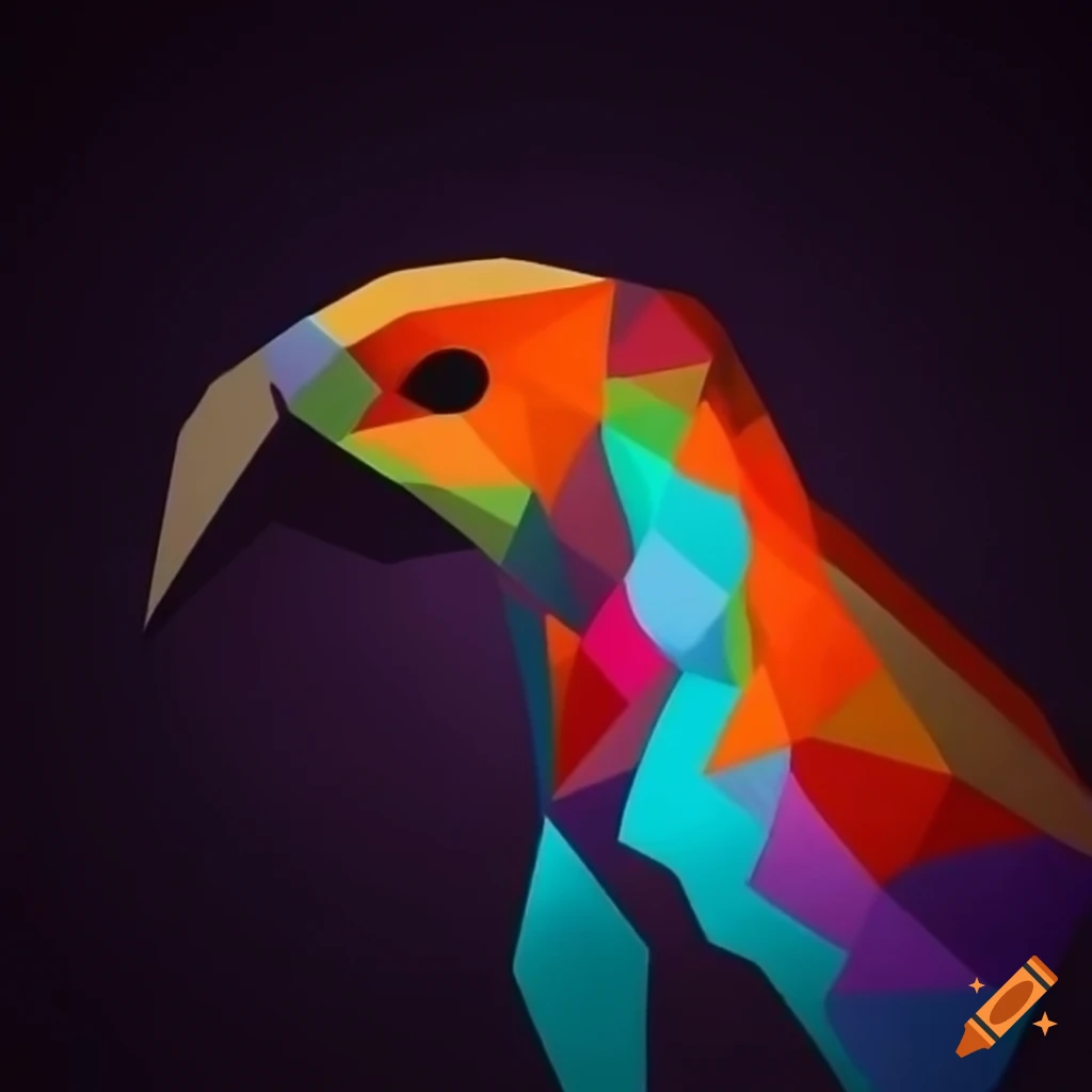 Abstract bird using 8 disconnected individual geometric shapes that are ...