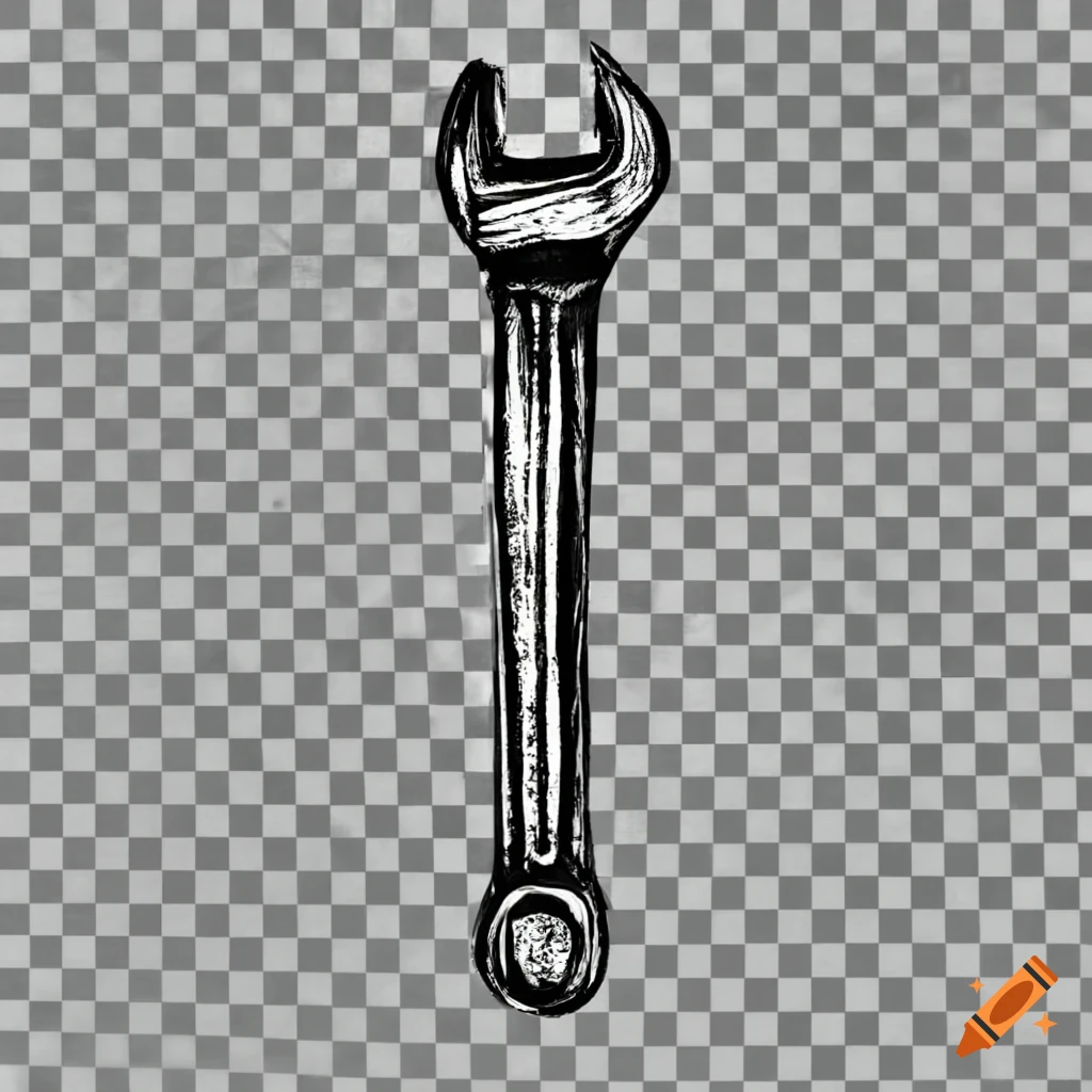Hand-drawn pencil drawing of a spanner with transparent background on  Craiyon