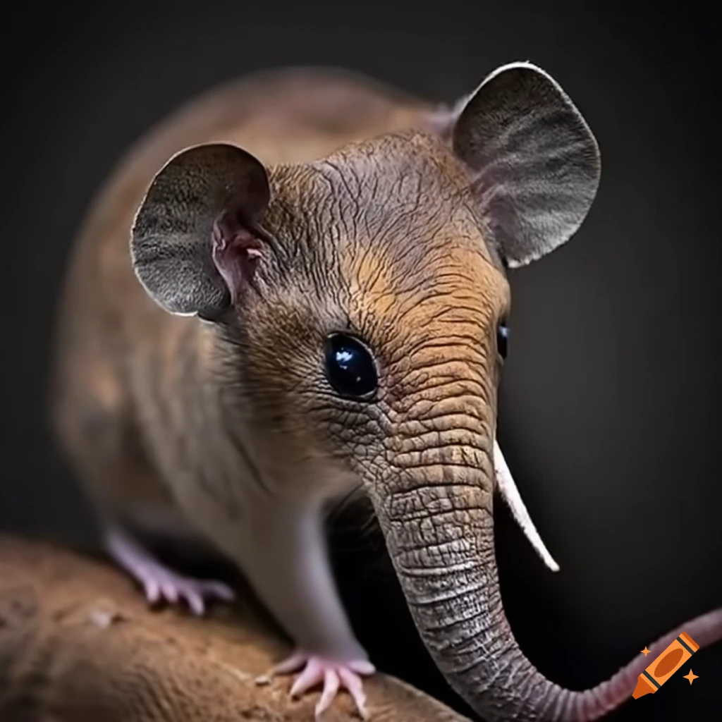 Mouse with Elephant trunk instead of nose