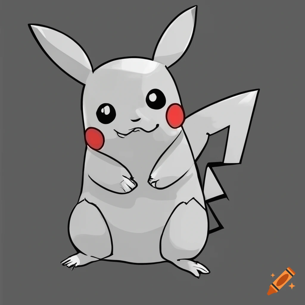 Pokemon pikachu, style of coloring book, vector lines, black and white, --v  4 on Craiyon