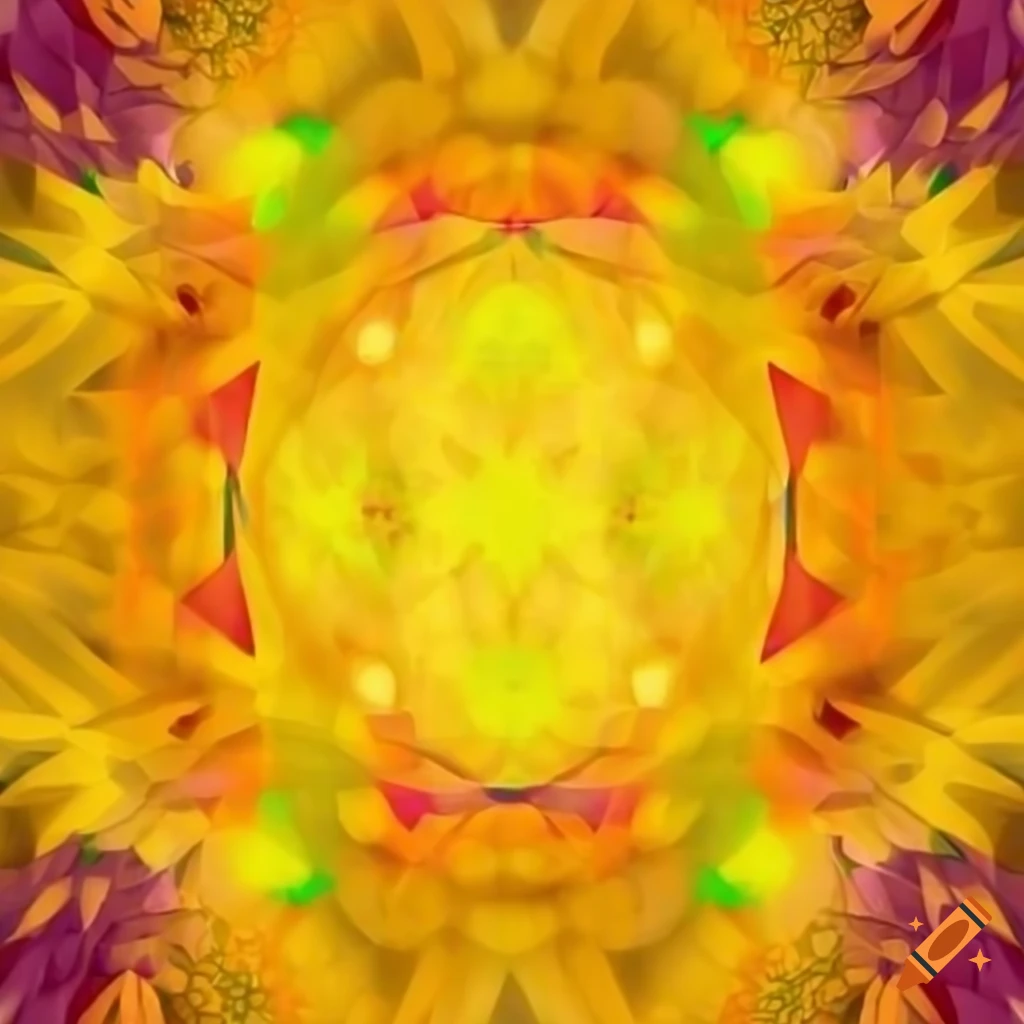 Abstract geometric yellow flower symbolizing unity and love