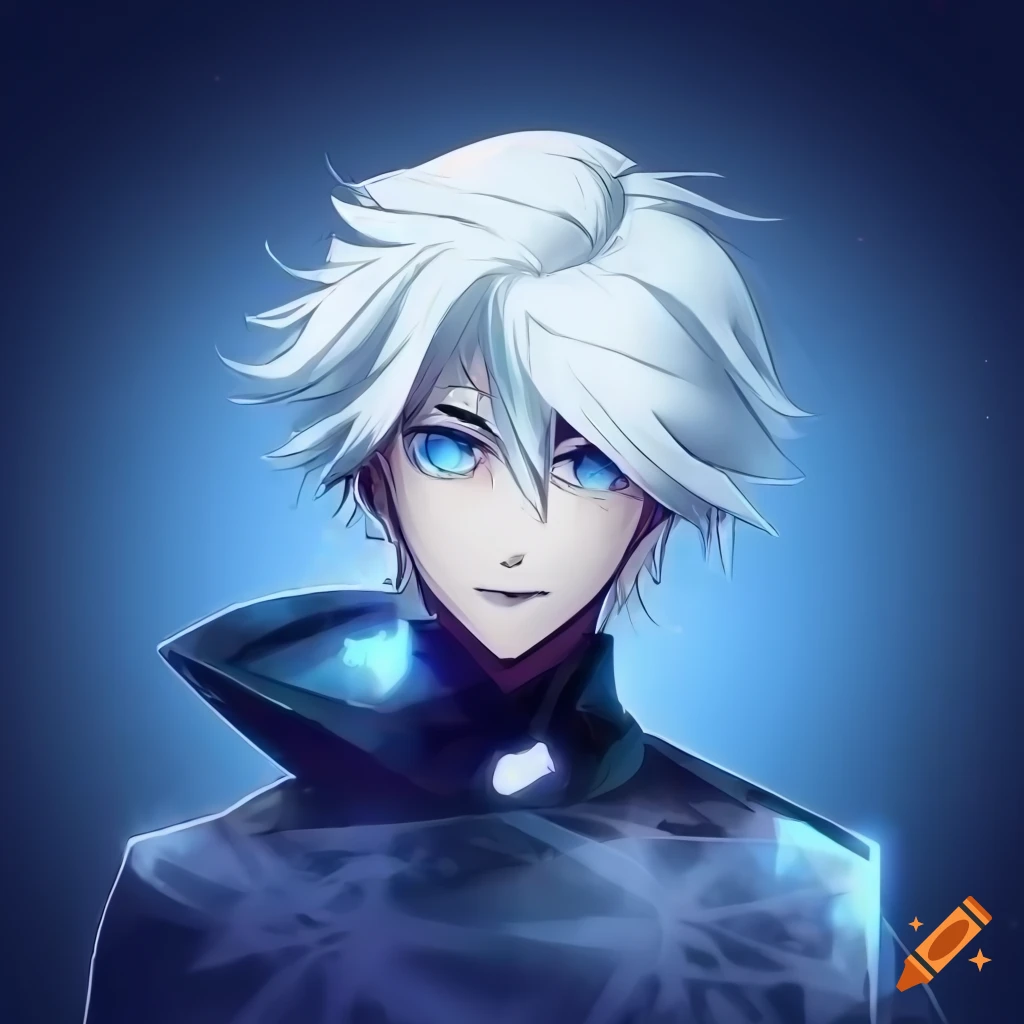 Anime illustration of a beautiful boy with blue eyes