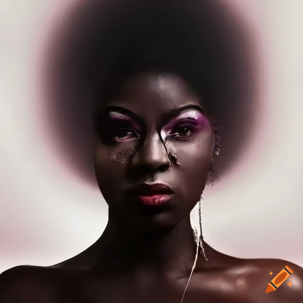 Air brush painted black woman wearing british disco fashion on Craiyon